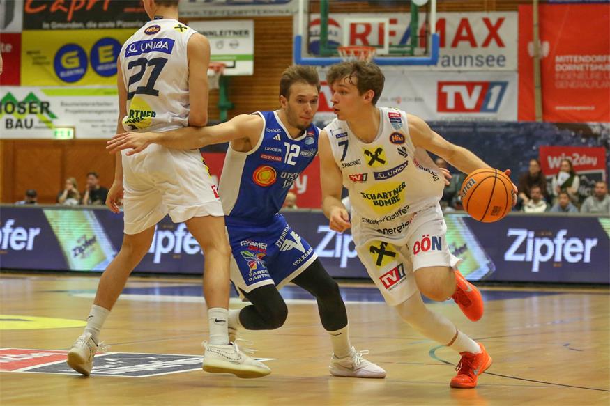 Gunners drehen Halbzeit-Rückstand und gewinnen am Traunsee 05.10.2025 win2day Basketball Superliga 2025/26, Grundurchgang 6. Runde Swans Gmunden vsOberwart Gunners,<?ZE?><?ZE?>Copyright Basketball Austria / J. Kienesberger<?ZE?><?ZE?>