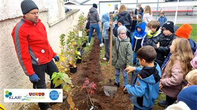 Aktiv. Die Schüler der Volksschule Steinbrunn legten mit professioneller Hilfe eine Phänologische Hecke an, anhand der sie etwa die zehn phänologischen Jahreszeiten lernen können, gleichzeitig aber auch einen Lebensraum schufen.