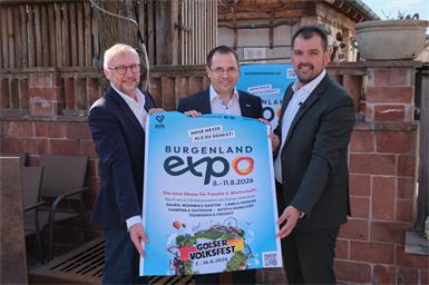 Amtsleiter und Organisator des Golser Volksfests, Dieter Horvath, Präsident der WKO Andreas Wirth und Bürgermeister Kilian Brandstätter.