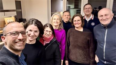 BLOP!-Veranstaltung zum Jahresstart 2026. Dietmar Csitkovics, Sonja Csitkovics, Maria Mayr-Toth, Marion Fasching, Frank Pfnier, Barbara Buchinger, Richard Wolfram und Alfred Liebmann.