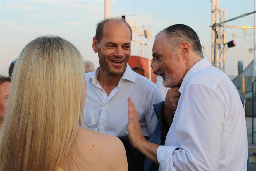 Beim Landes-Empfang in Mörbisch. Hans Peter Doskozil  scherzte bei der Premiere der Seefestspiele, unter anderem mit Schistar und Hotelier Michael Walchhofer.