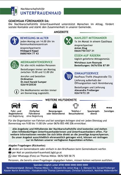 Neues ehrenamtliches Angebot für Unterfrauenhaid