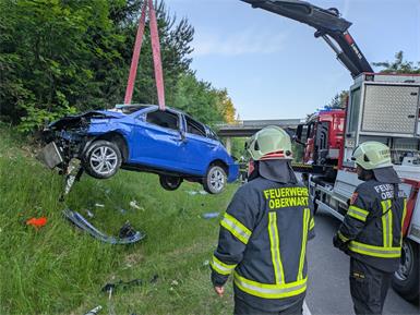 Auto überschlug sich auf B63a bei Oberwart