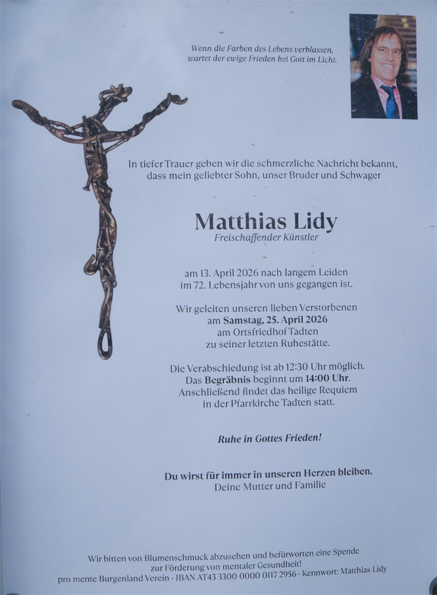 Bildender Künstler Matthias Lidy 71-jährig verstorben Bildender Künstler Matthias Lidy 71-jährig verstorben