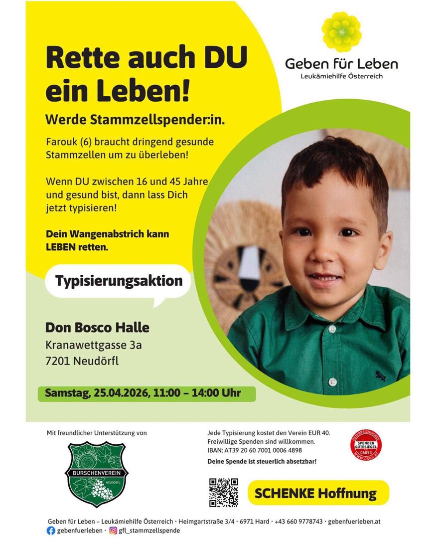 Typisierung rettet Leben: Neudörfler Burschenverein ruft zur Hilfe auf 
