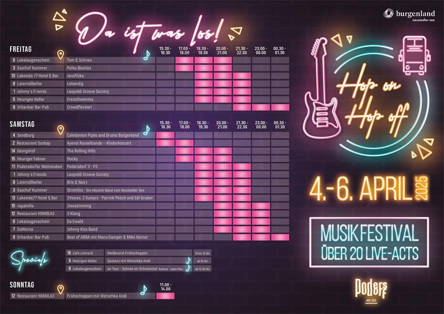 Musikfestival „Hop on Hop off“ startet in Podersdorf am See 