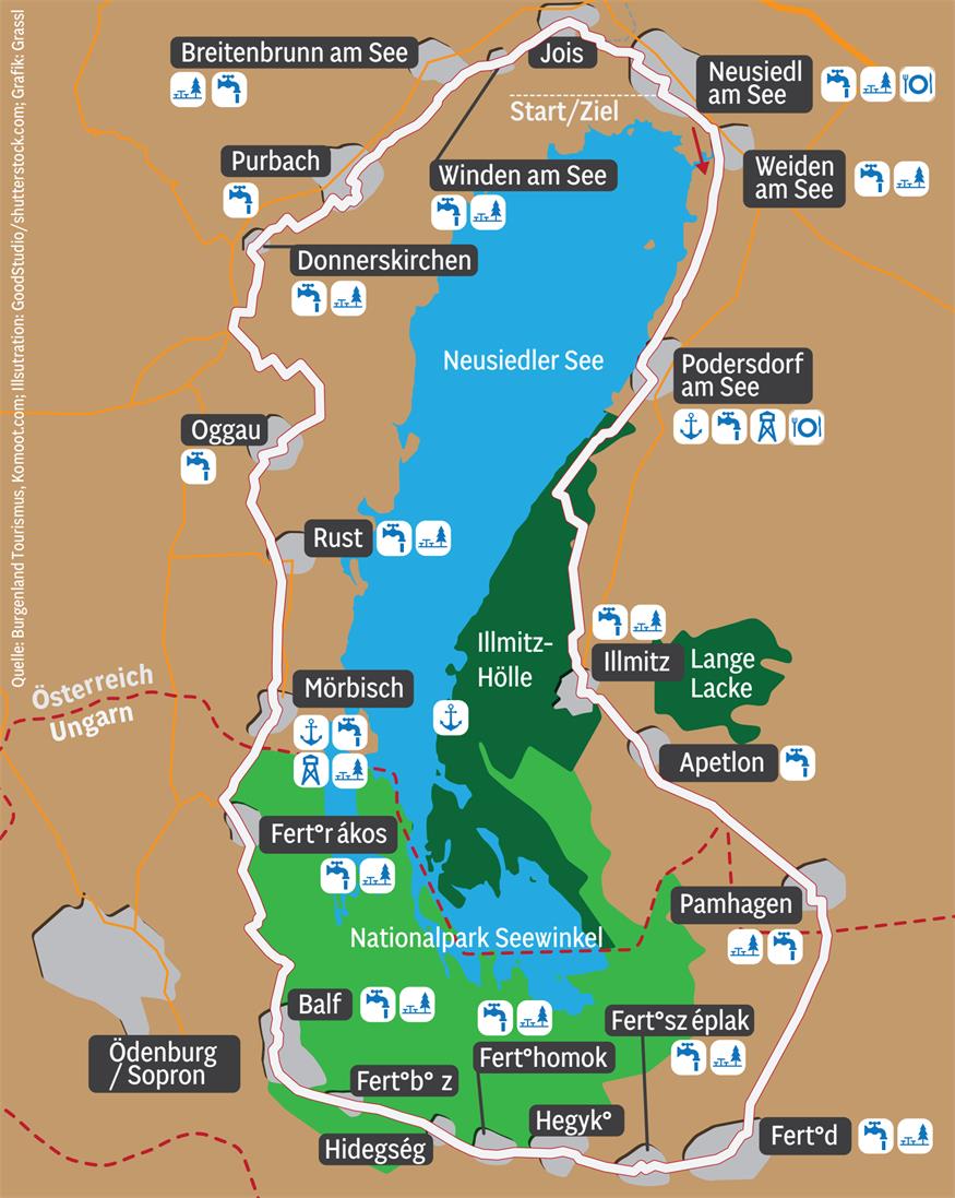 Um den Neusiedler See: Radweg mit Natur, Kultur und Kulinarik 