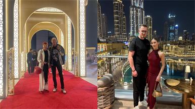 Burgenländische Reisende in Dubai: Der gebürtige Oberwarter Hans-Robert Leeb mit seiner Lebensgefährtin (Bild links), Lukas Roznyak und Michelle Reingruber aus dem Mittelburgenland (rechts).