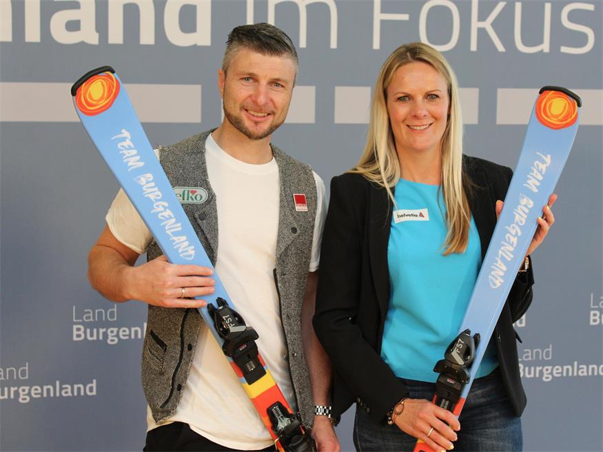 Burgenland-Ski und Pistenstars. Reinfried Herbst und Nicole Hosp machten vor zwei Jahren Werbung für die Landes-Aktion.