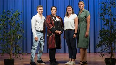 Das bewährte Organisatorenteam vom Vorjahr mit Gildenpräsidentin Sabine Schügerl (2. v. l.), David Reinecker, Vanessa Waldherr und Birgit Ivancsits hat sich auch zur 19. Faschingssitzung wieder zusammengefunden. 