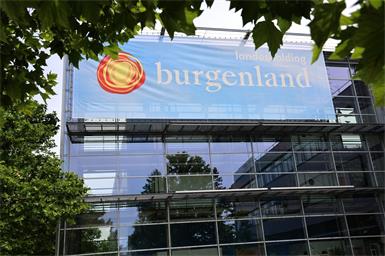 Das klassische Burgenland-Logo mit der Landes-Sonne. 