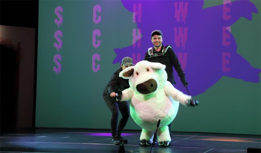 Der Held des Musicals: Sigi, das spukende Mangalitzaschwein.