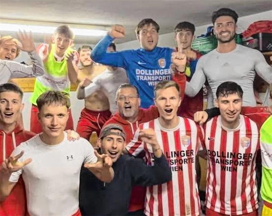 Der SC Kittsee feierte nach dem 3:2-Heimsieg gegen Hornstein eine Kabinenparty ab.