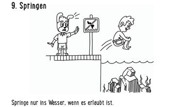 Der Samariterbund Burgenland hat für Kinder ein anschauliches Handbuch geschrieben, wie man sich sicher beim Plantschen verhält.