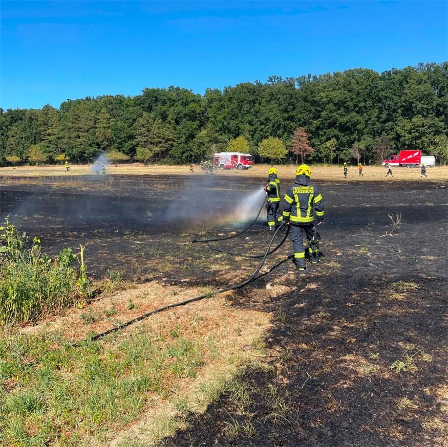 Die Feuerwehr Draßburg unterstützte die Kollegen aus Zemendorf bei der Brandbekämpfung.