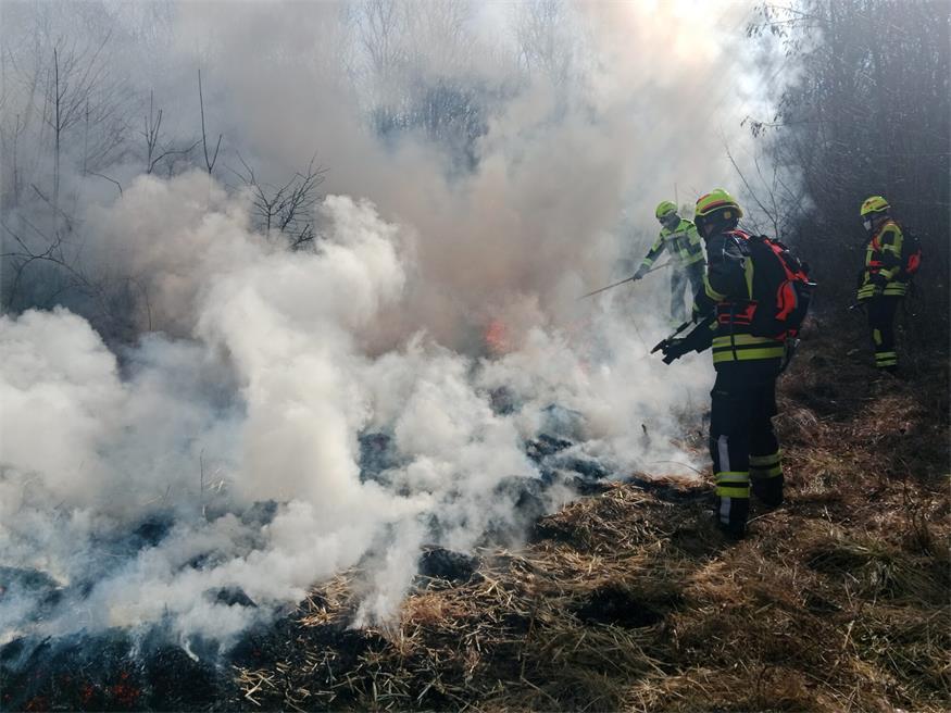 Die Feuerwehr konnte am Truppenübungplatz unter realistischen Bedingungen die Bekämpfung eines Flurbands üben.