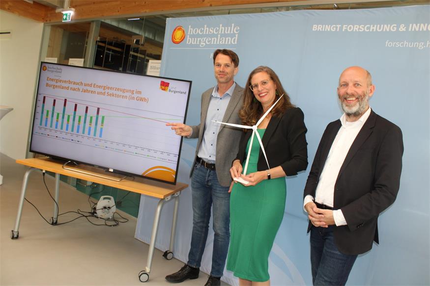 Die Forschung Burgenland hat die Antwort. Projektleiter Marcus Hofmann, Landeshauptmann-Stellvertreterin Anja Haider-Wallner und Geschäftsführer Marcus Keding (v.l.).