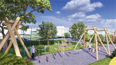 Die Planungsdarstellung des neuen Naturpark-Kinderspielplatzes in Pöttelsdorf.