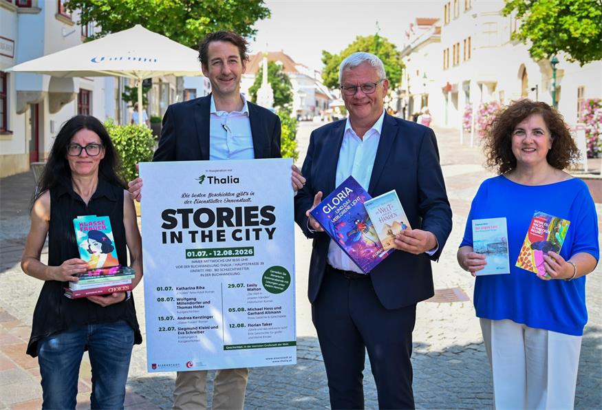 Die besten Geschichten gibt's in der Eisenstädter Innenstadt: Mit  Stories in the City  startet die Landeshauptstadt im Sommer 2026 erstmals eine eigene Literaturreihe unter freiem Himmel. 