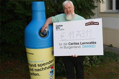 Die gesamte Pfandsumme über 11.743,19 Euro kommt zur Gänze den Caritas Lerncafés im Burgenland zugute.