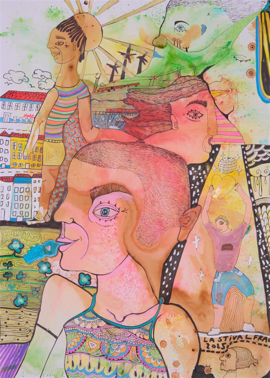 Ein Kunstwerk von Stefanie Frank, welches den Umschlag des autobiografischen Buches ziert.