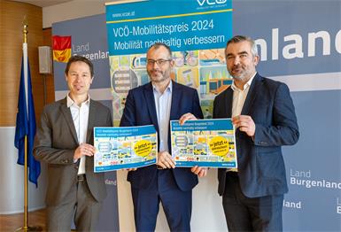 Einladung zum Mitmachen. VCÖ-Sprecher Christian Gratzer, Postbus-Regionalmanager Horst Schauerte und Landesrat Heinrich Dorner (v.l.).