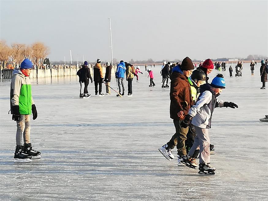 Eisläufer am Ufer in Neusiedl am See