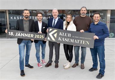 Event. Oliver Pusswald, Martin Haslinger, Bürgermeister Klaus Schneeberger, Ramona Weidinger, Roland Bartha und Dominik Gschiegl. 