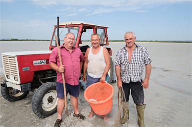 Freiwillige Fischretter: Gottfried Pingitzer, Roman Pilles und Emmerich Tschida.