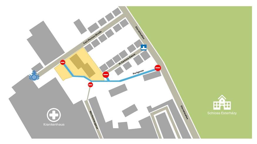 Fußläufige Durchgänge beim Haus F ab 19.08.2026 gesperrt (Stand: 13.08.2026)