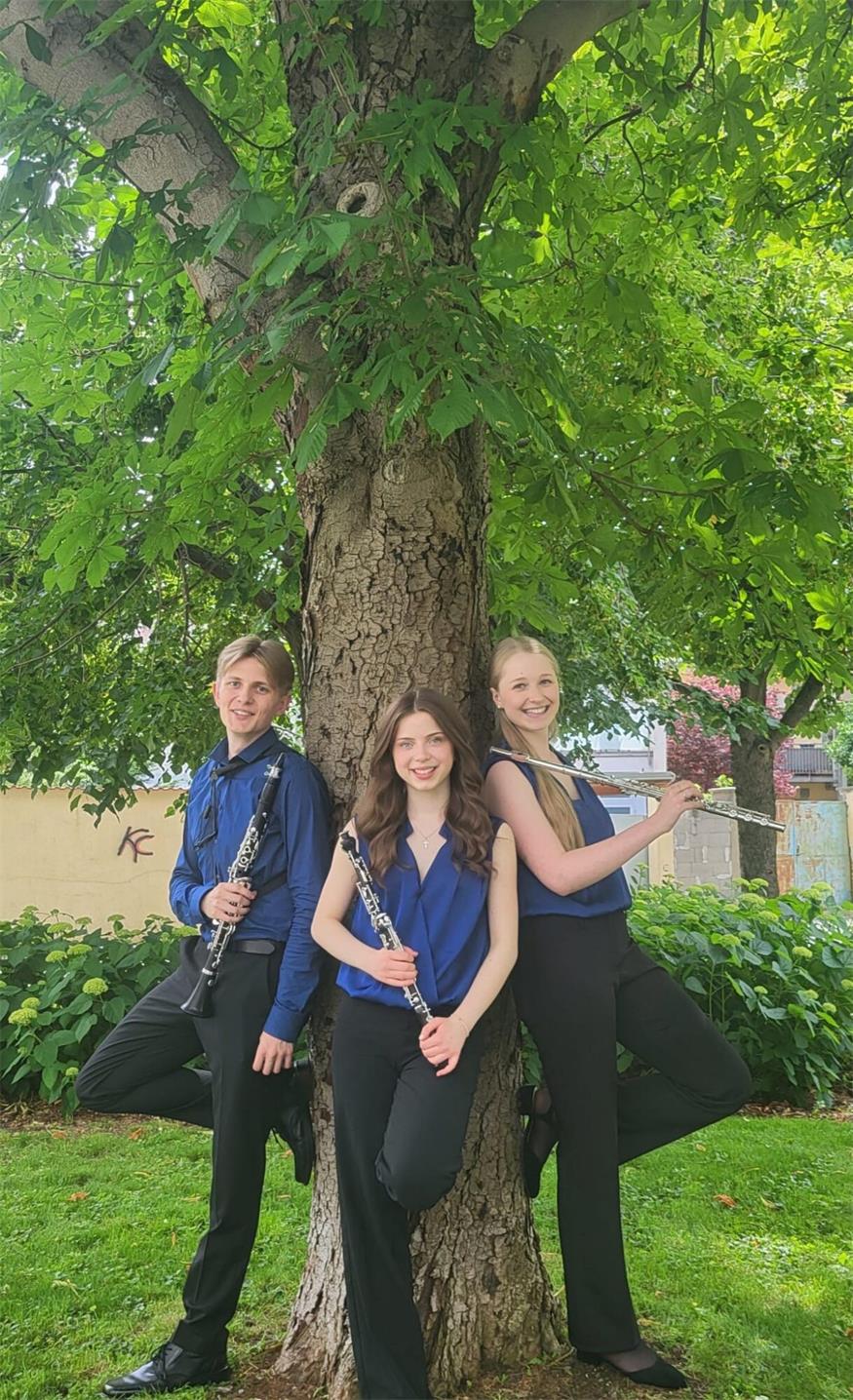 Gold für das Trio Cantovento: Noah Rak - Klarinette, Hannah Sachslehner - Oboe und Marie-Theres Allacher - Flöte