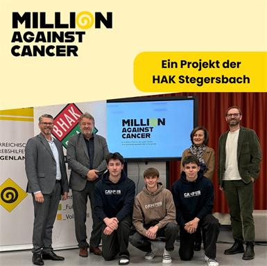 Krebshilfe Burgenland-Geschäftsführerin Andrea Konrath und Bildungsdirektor Alfred Lehner freuen sich über das Engagement der Handelsakademie Stegersbach.