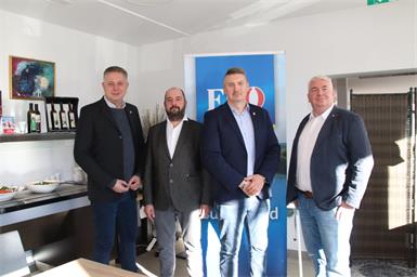 Landesparteiobmann Alexander Petschnig, der designierte Gemeinderat Bernd Zezelitsch, der designierte Stadtparteiobmann Sascha Gerdenitsch und der designierte Bezirksobmann Robert Perger im Rahmen der Pressekonferenz.