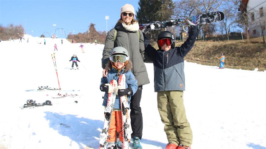 Lisa war mit den Kids Anton und Jonathan am Samstag auf der Piste.
