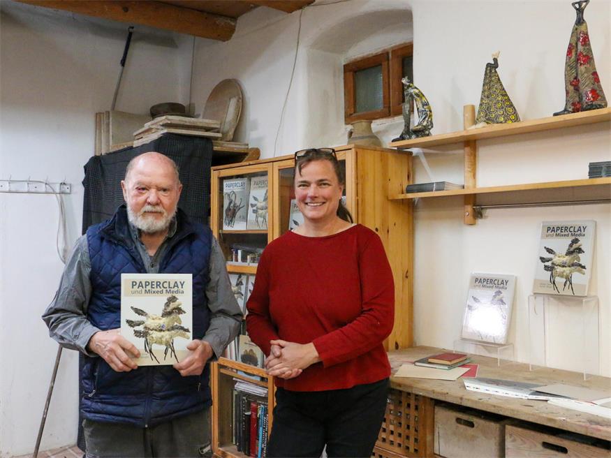 Mag. Otakar Slíva und Astrid Sänger bei ihrer Jubiläumsfeier „20 Jahre Kreativwerkstatt - Beim Storchennest".