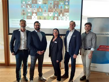 Marc Beisteiner (AMS), Andreas Nemeth (Deloitte), Jutta Mohl (AMS), Andreas Hafenscher (AMS), und Christian Por (AMS) beim Businesstalk 2025.