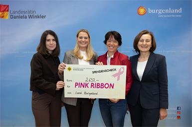 Martina Knartz, Leiterin des Frauenreferates, Frauenlandesrätin Daniela Winkler, Präsidentin der Krebshilfe Burgenland Michaela Klein und Andrea Konrath, Geschäftsführerin der Krebshilfe Burgenland. 