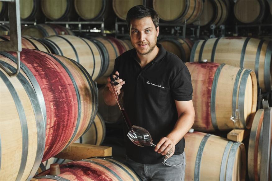 Michael Kerschbaum bei der Arbeit im Weingut Kerschbaum in Horitschon.