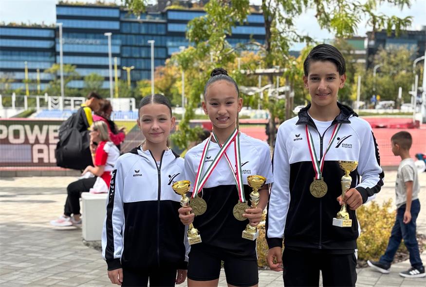 Mila Winter, Tiara Steindl und Keresztely Deodat Varga (v.l.) räumten bei den Budapest Open ab.