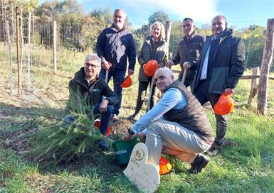 Mit einer Baumpflanzung setzten die Ehrengäste einen passenden Auftakt zu den Waldtagen.