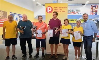 PVÖ-Landessportreferent Walter Martna, Gerhard Iby, Herbert Jandrisits, Karl Hombauer, Eva Schlaffer, Helene Martna, PVÖ-Landessekretär Helmut Schuster hielten die Preisverleihung ab.