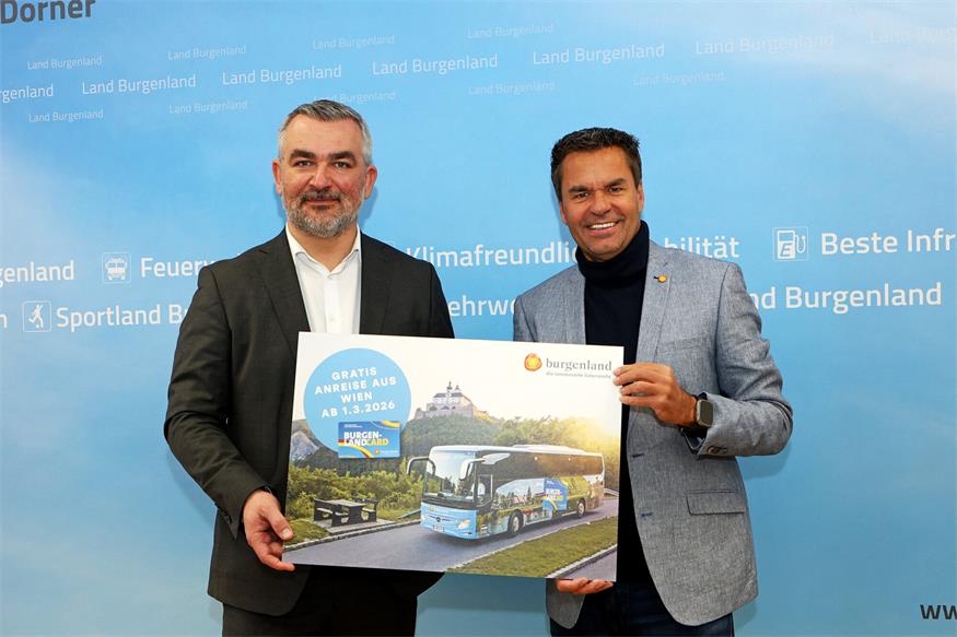 Partner - auch für den Umweltgedanken: Landesrat Heinrich Dorner und Burgenland-Tourismus-Geschäftsführer Didi Tunkel (v.l.).
