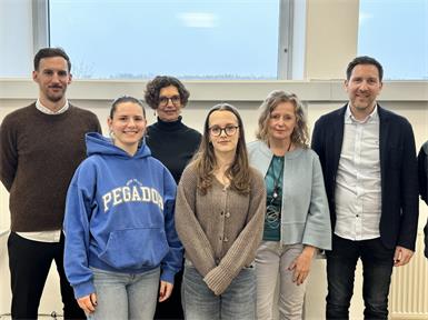 Personalvertreter Lukas Schattovits, Johanna Ecker, Projektleiterin Sonja Melchart-Ledl, Marlene Lehner, Architektin Bettina Hartung und Direktor Markus Neuhold waren bei der Vorbesprechung dabei.