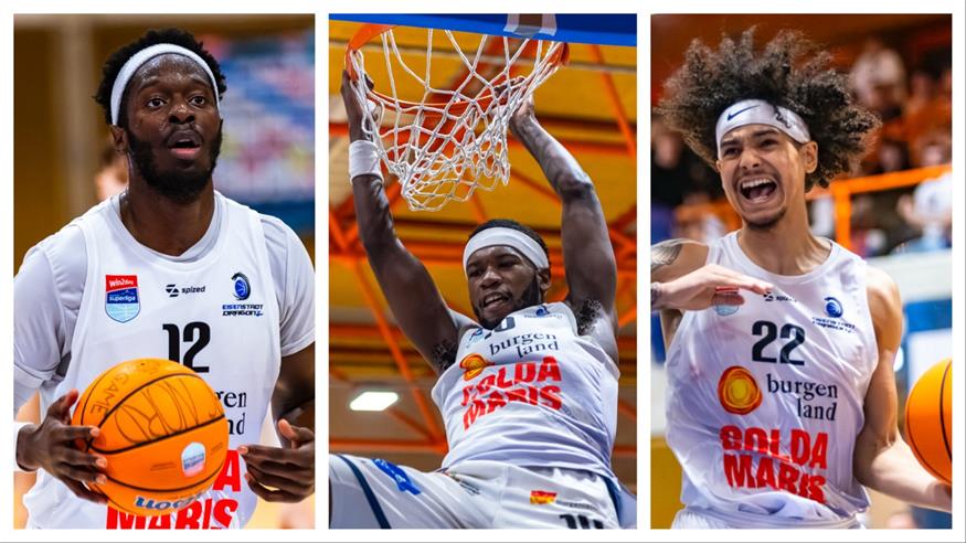 Peter Turay, Jacorie Archie und Isaiah Amato (v.l.) werden 2026 nicht mehr das Dragonz-Dress tragen.