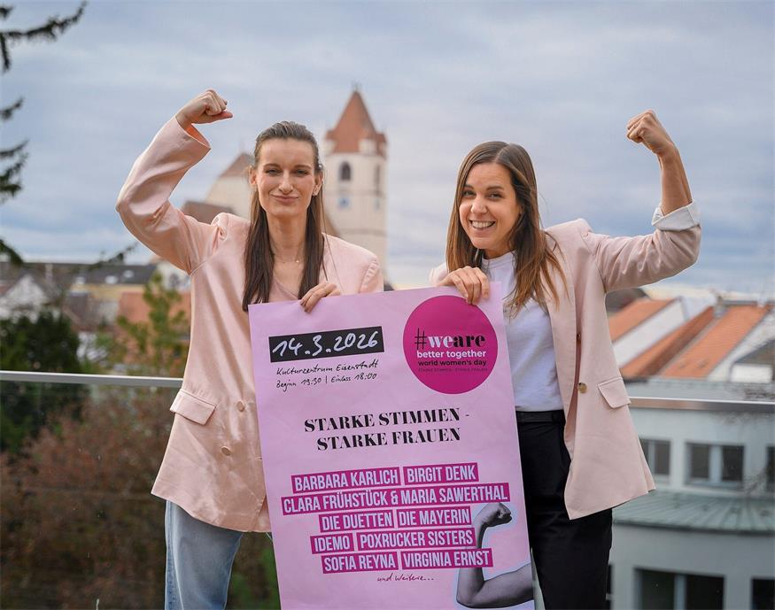 Power in der Organisation: Ulrike „die Mayerin“ Mayer und Isabell Gaber (v.l.) bei der Präsentation in Eisenstadt. 