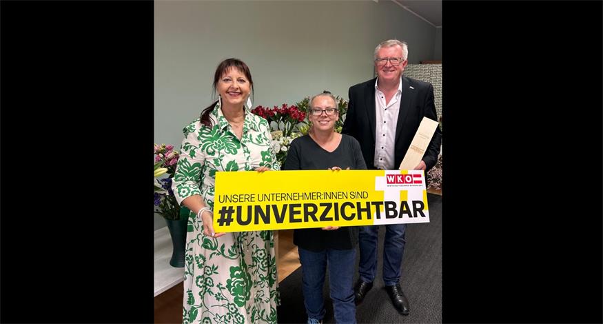 Regionalstellenobfrau Martina Mohapp und Regionalstellenleiter Freddy Fellinger gratulierten Inhaberin Larissa Magdziarz herzlich zum neuen Standort in der Hauptstraße 97.