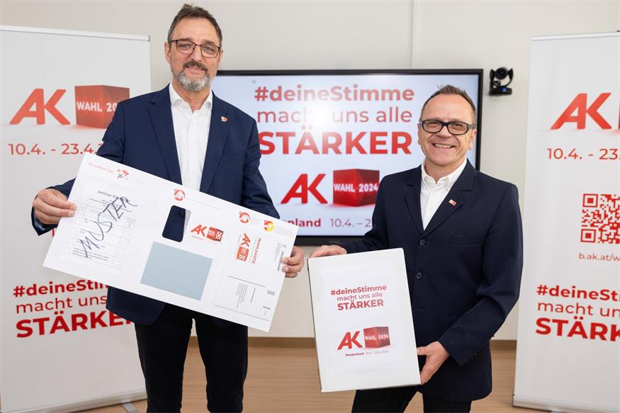 So funktioniert die Wahl. AK-Präsident Gerhard Michalitsch und Wahlleiter Thomas Izmenyi (v.l.) präsentierten die Details. 
