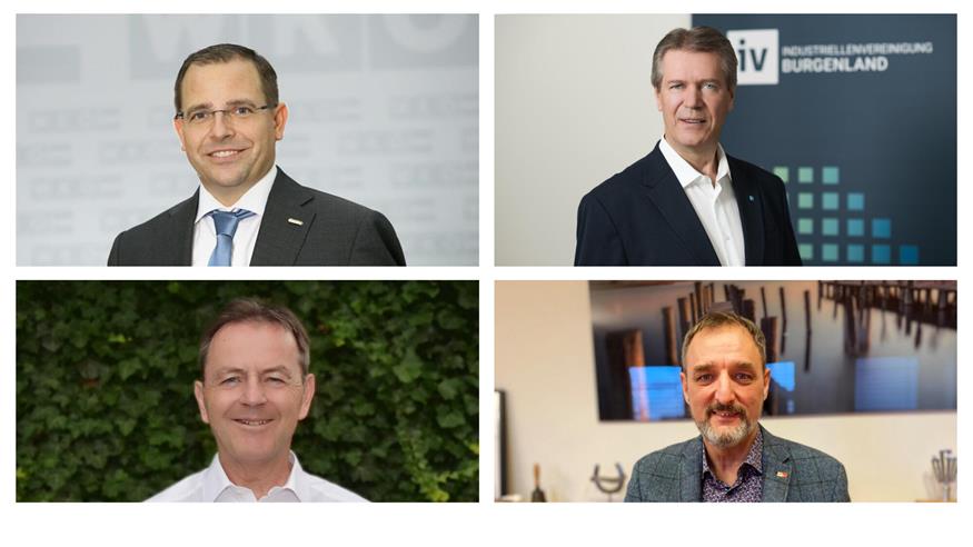 Vorsichtig optimistisch für 2026: die Präsidenten der Wirtschaftskammer, Andreas Wirth, der Industriellenvereinigung, Christian Strasser, der Arbeiterkammer, Gerhard Michalitsch, sowie der Landwirtschaftskammer, Nikolaus Berlakovich (v.li.oben im Uhrzeigersinn).