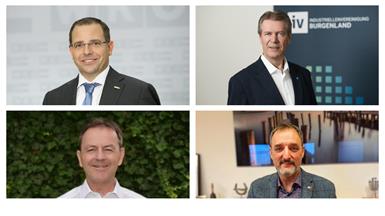 Vorsichtig optimistisch für 2026: die Präsidenten der Wirtschaftskammer, Andreas Wirth, der Industriellenvereinigung, Christian Strasser, der Arbeiterkammer, Gerhard Michalitsch, sowie der Landwirtschaftskammer, Nikolaus Berlakovich (v.li.oben im Uhrzeigersinn).