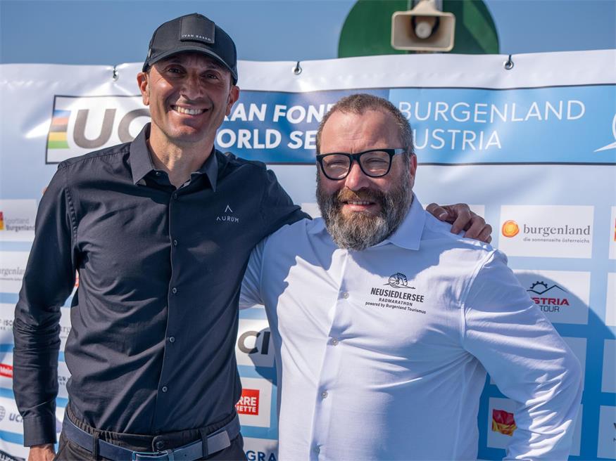 WM Event Director Johannes Hessenberger (r.) und Botschafter Ivan Basso. 